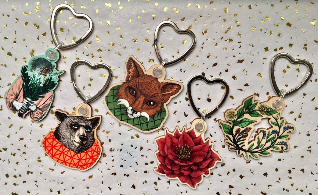 Sleutelhanger met bloemenkrans, Boscadeau (Cadeau voor een housewarming)