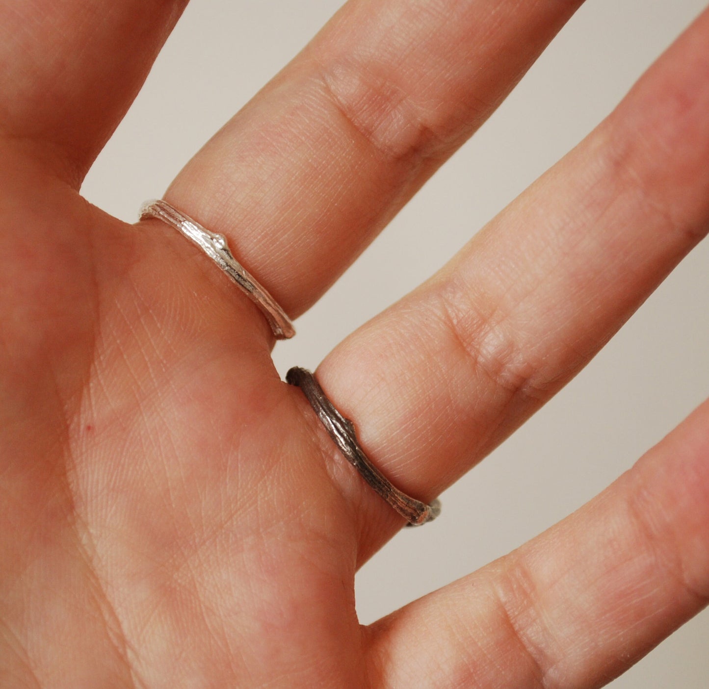 Eco sterling silver twig ring