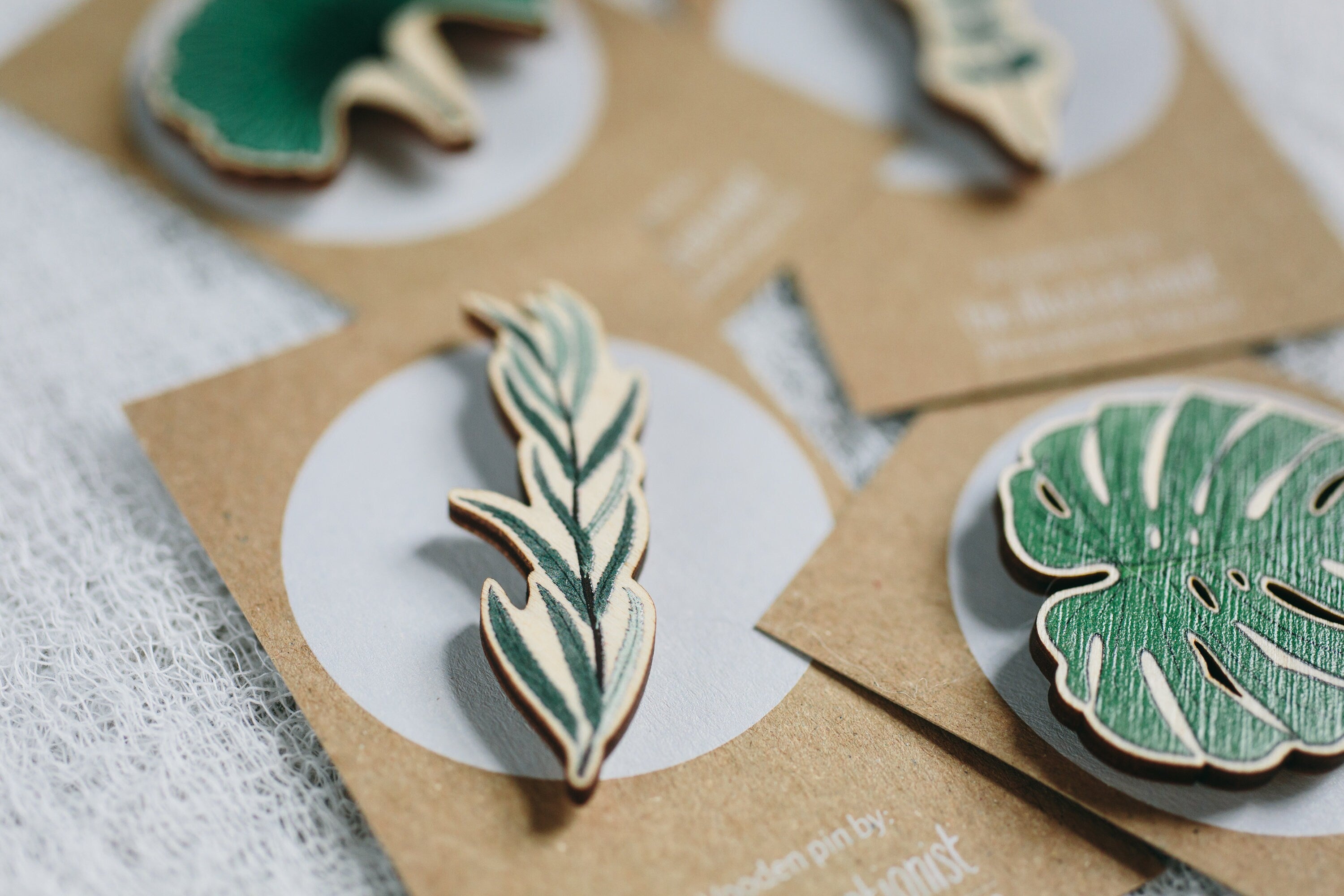 Wooden Plant Pins, Willow, Eucalyptus, Ginkgo or Monstera