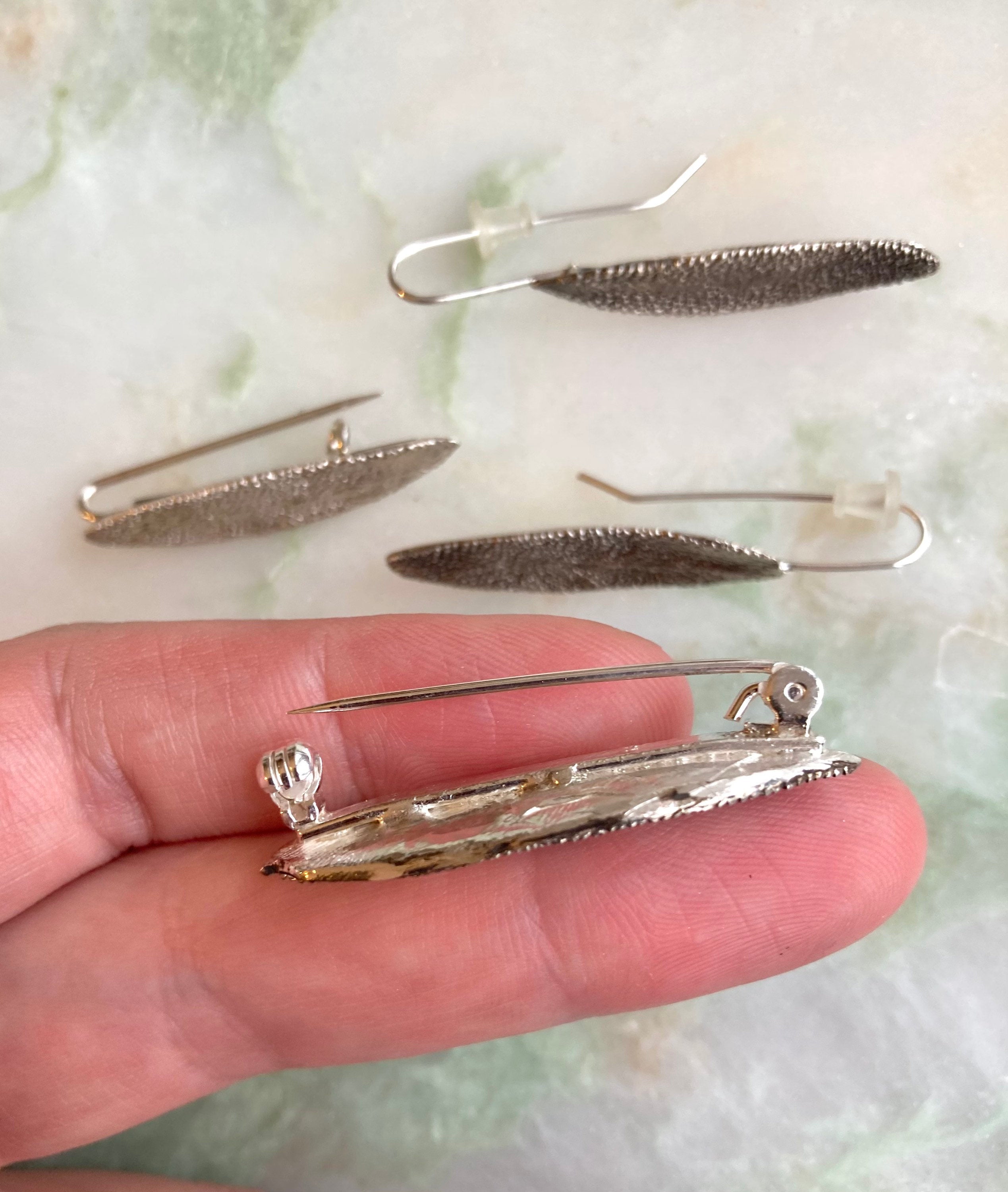 Sage earrings, Sage Brooch
