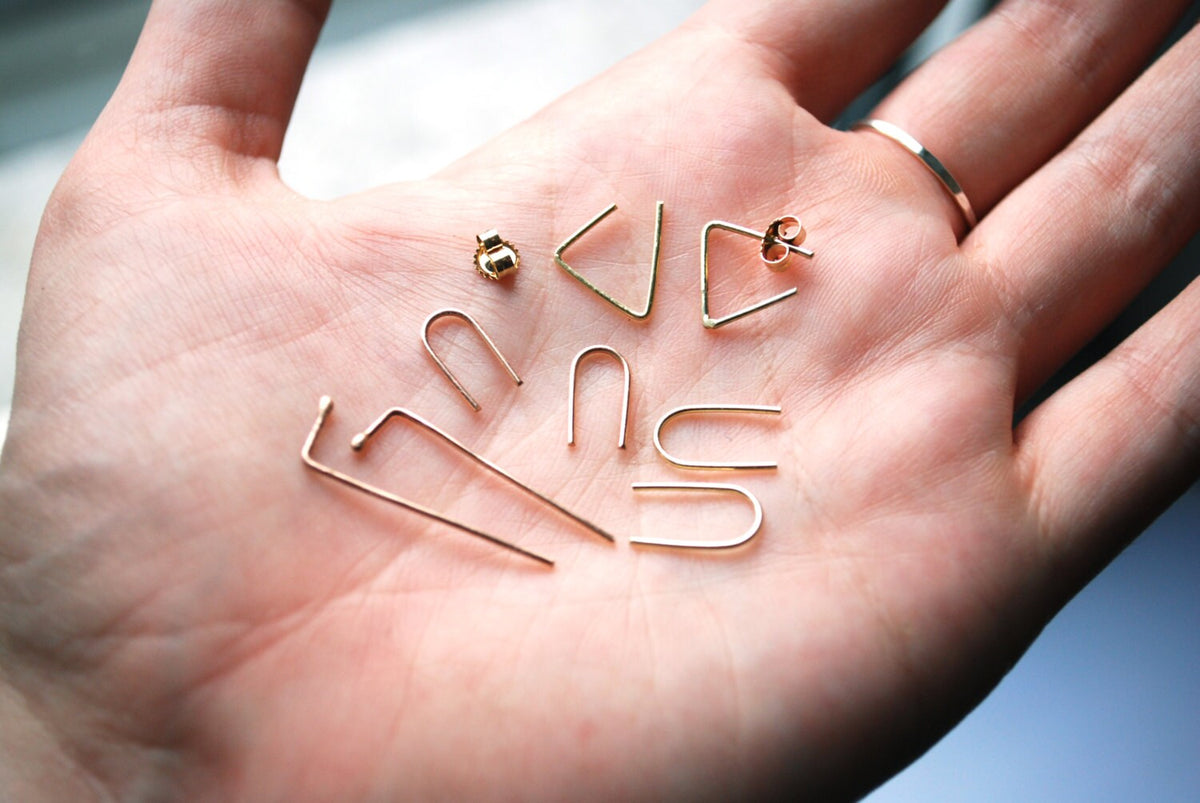 Minimalist Sterling Silver Triangle Earrings | Geometric Jewelry