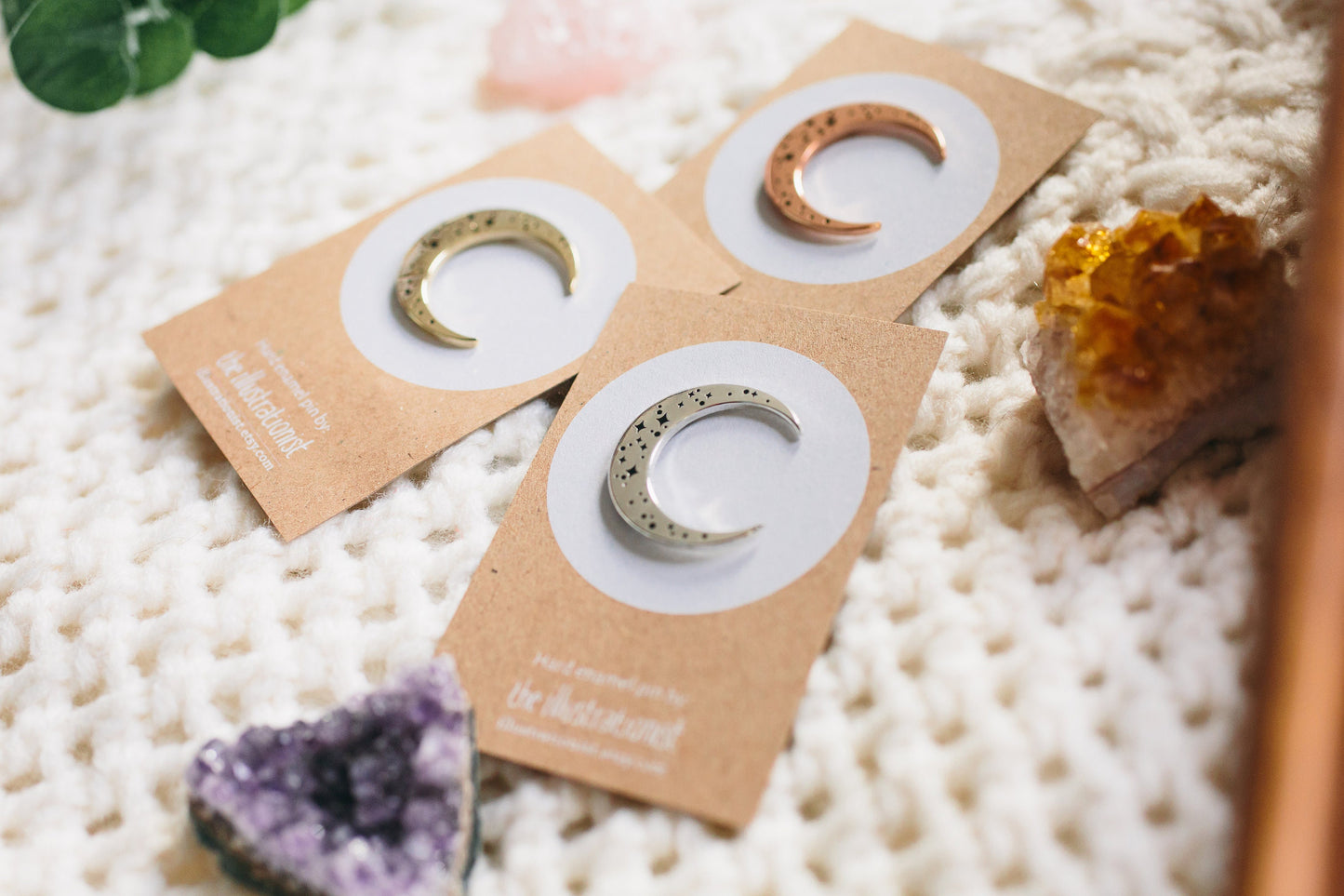 Moon enamel pins