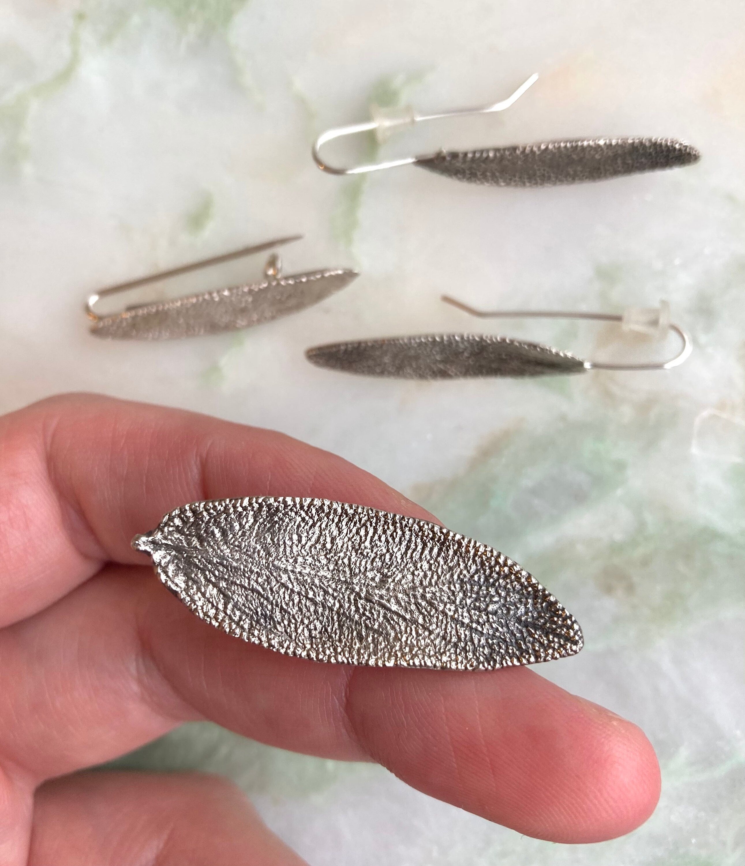 Sage earrings, Sage Brooch