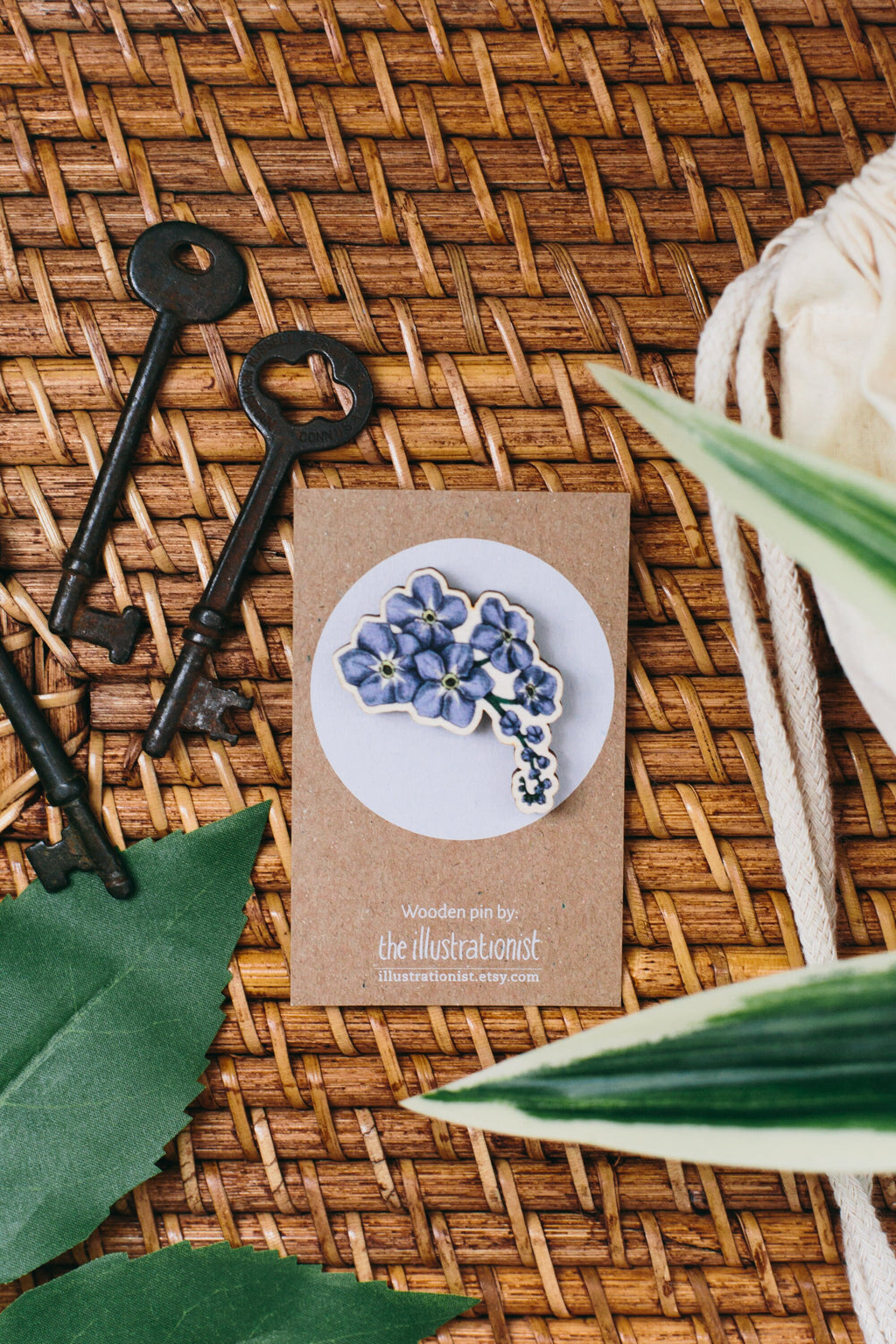 Forget Me Not Wooden Pin