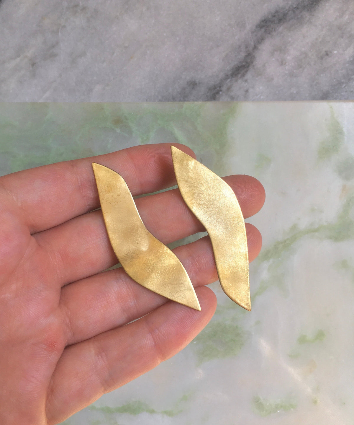 Siri earrings, brass and Eco sterling silver earrings, shield earrings