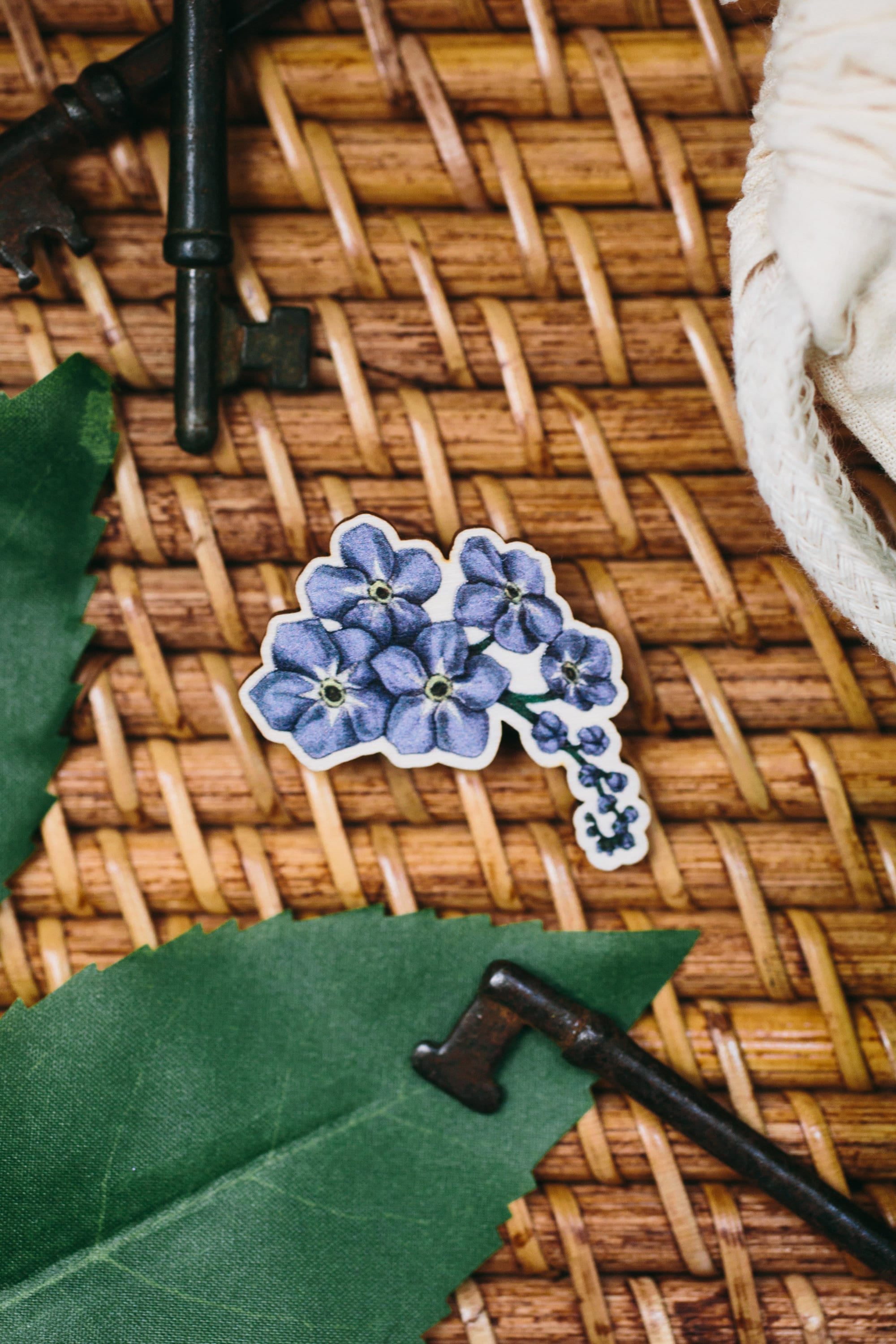 Forget Me Not Wooden Pin