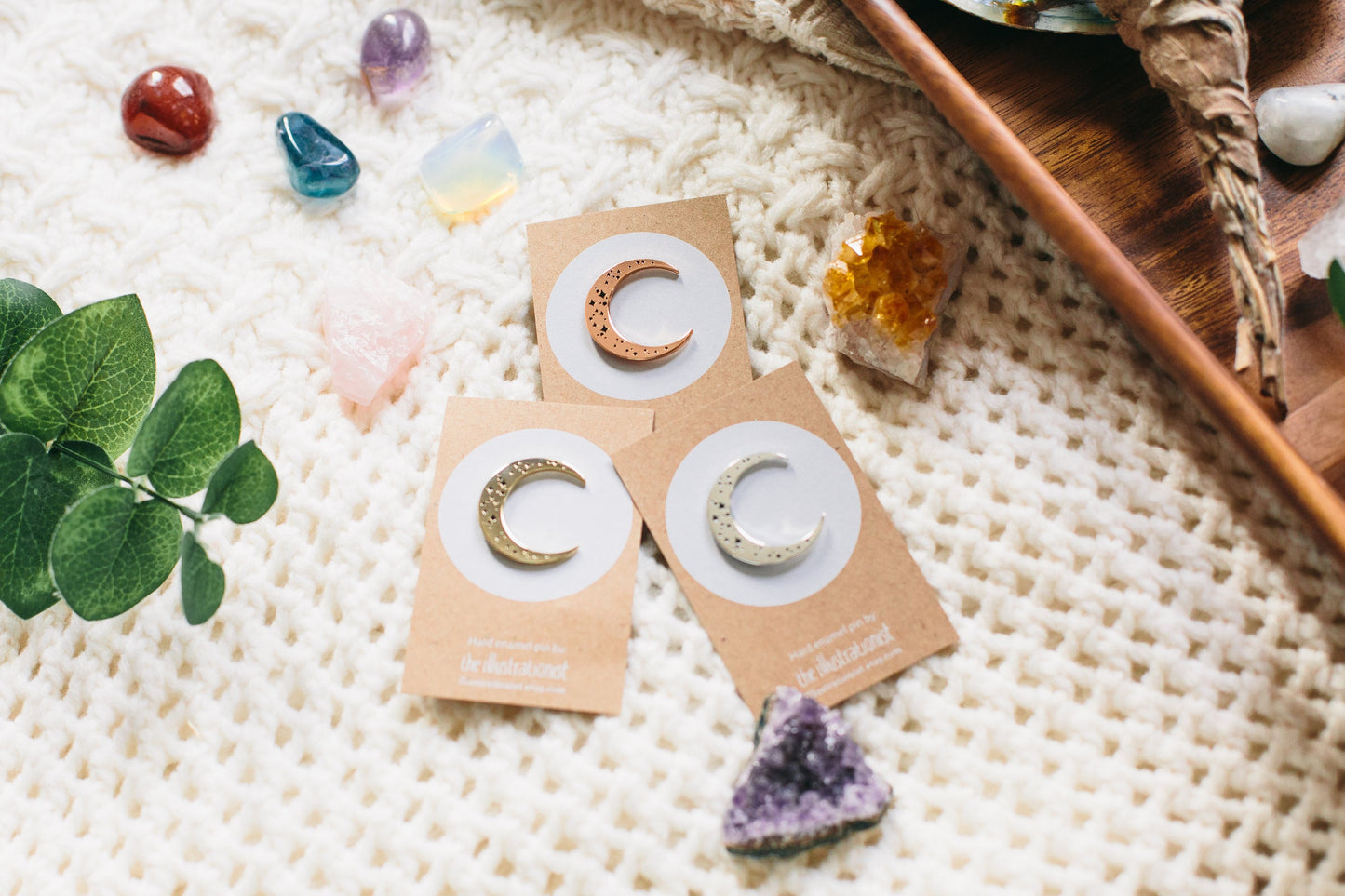 Moon enamel pins
