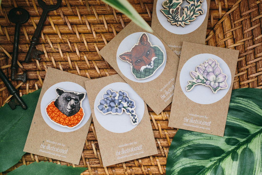 Wooden Bear Pin