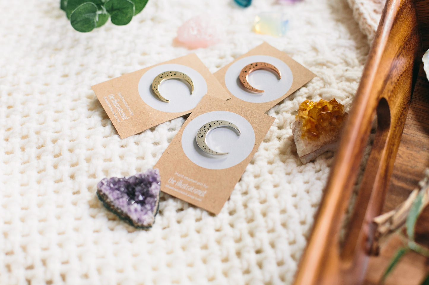 Moon enamel pins