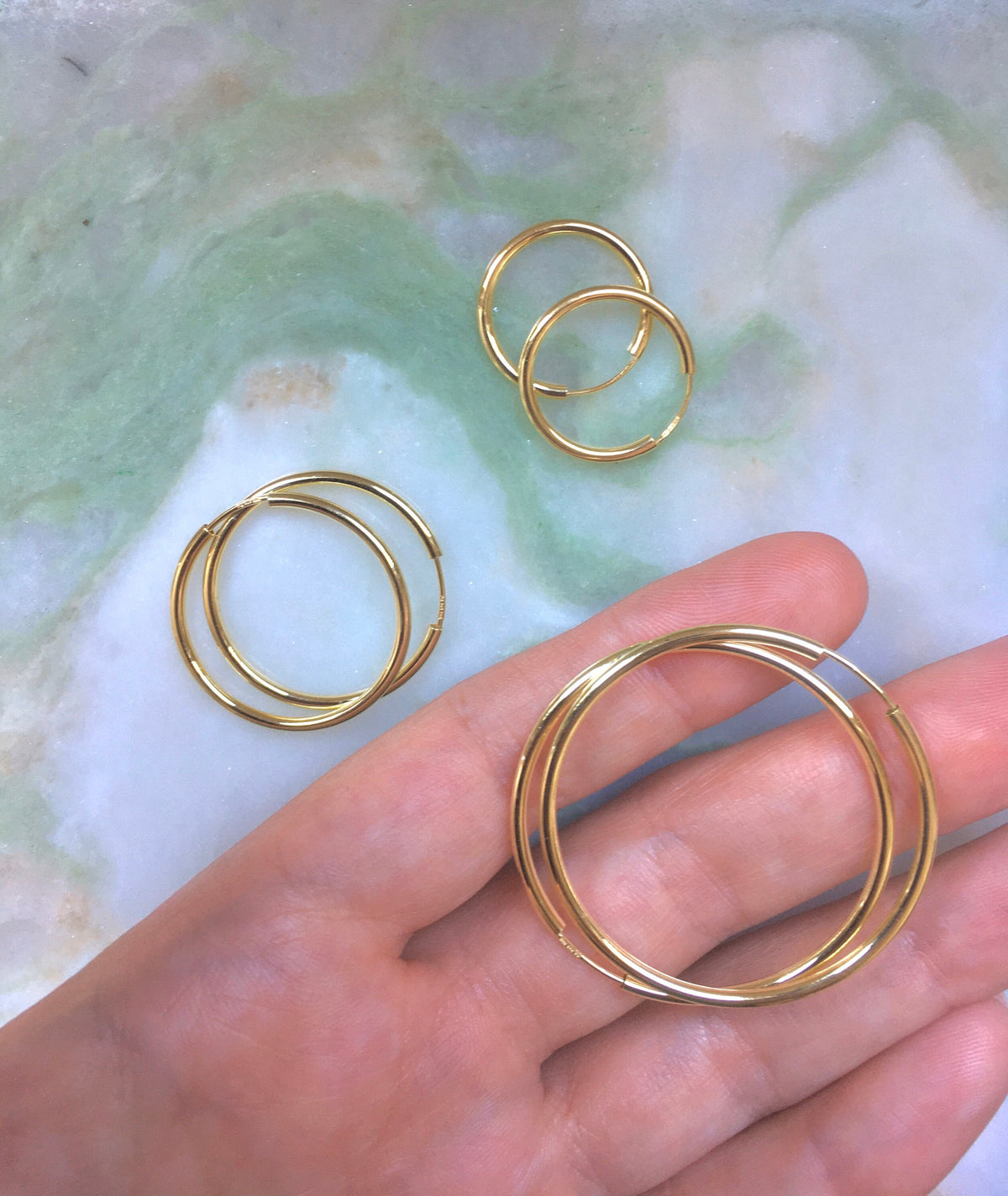 Eco sterling silver hoop earrings flexible minimalist, gilded silver hoops | Christmas gift for her | Cold weather accessories