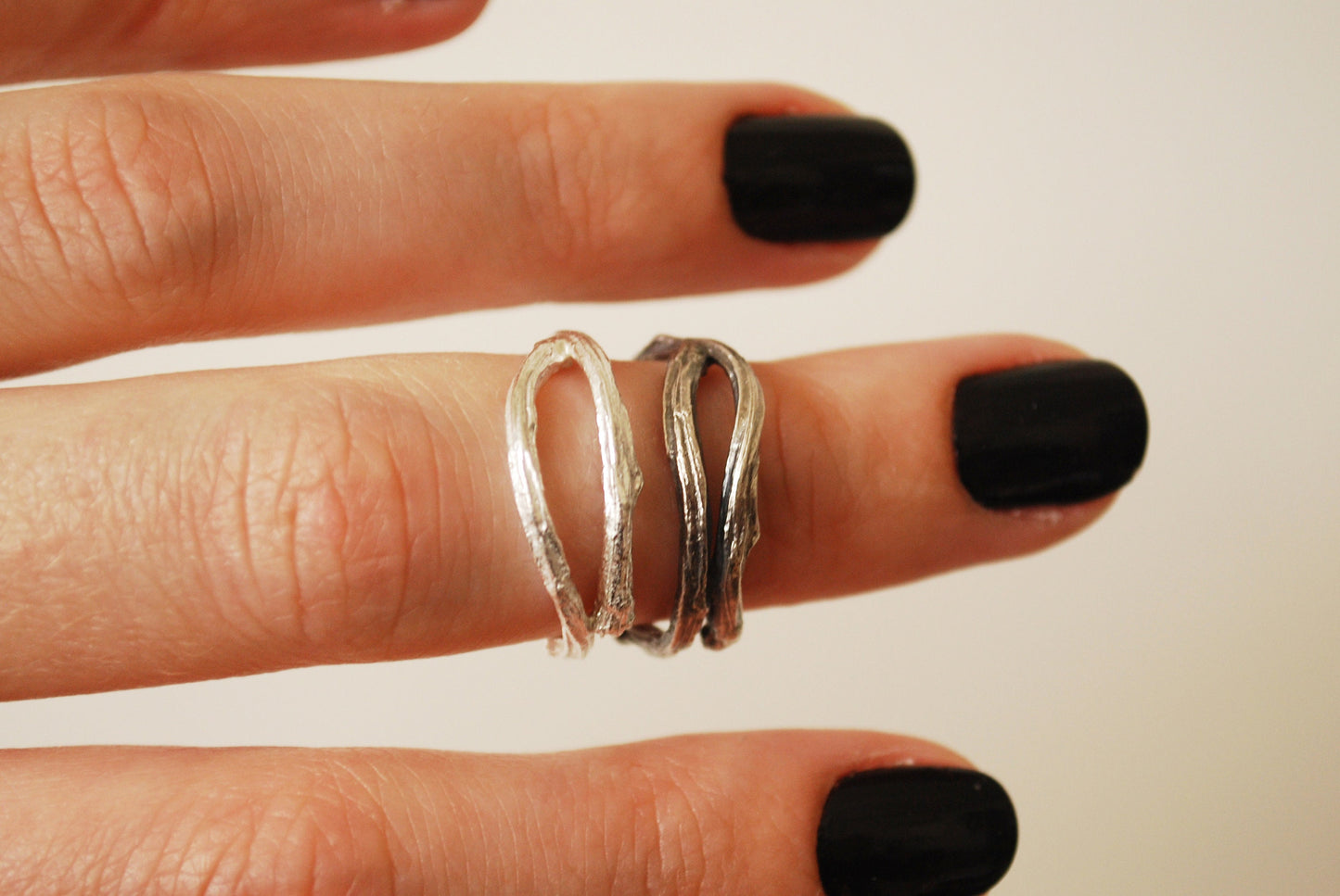 Eco sterling silver twig ring