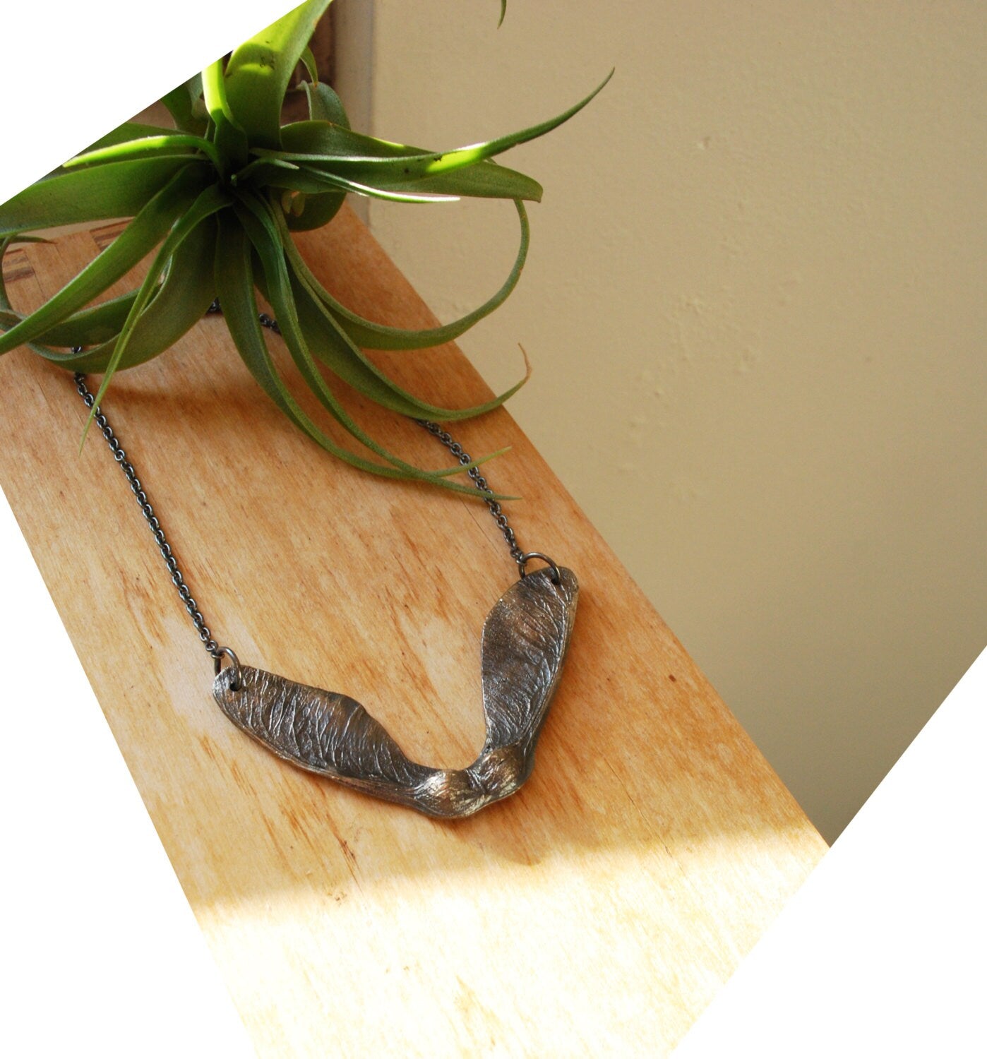Land necklace, Eco sterling silver maple seed necklace, sycamore tree