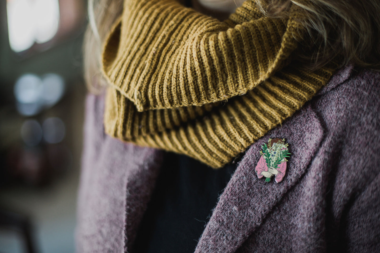 Flower girl enamel pin