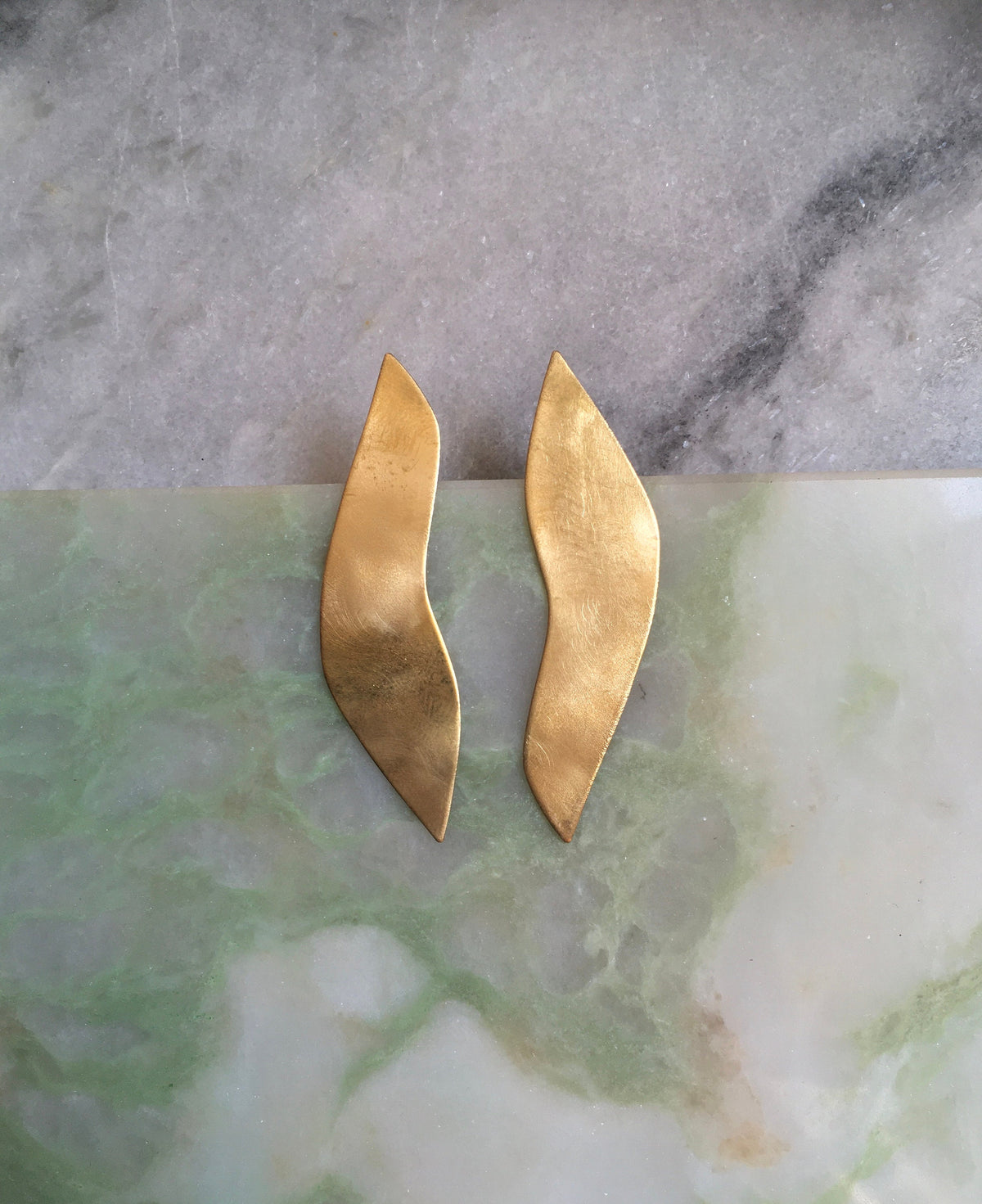 Siri earrings, brass and Eco sterling silver earrings, shield earrings