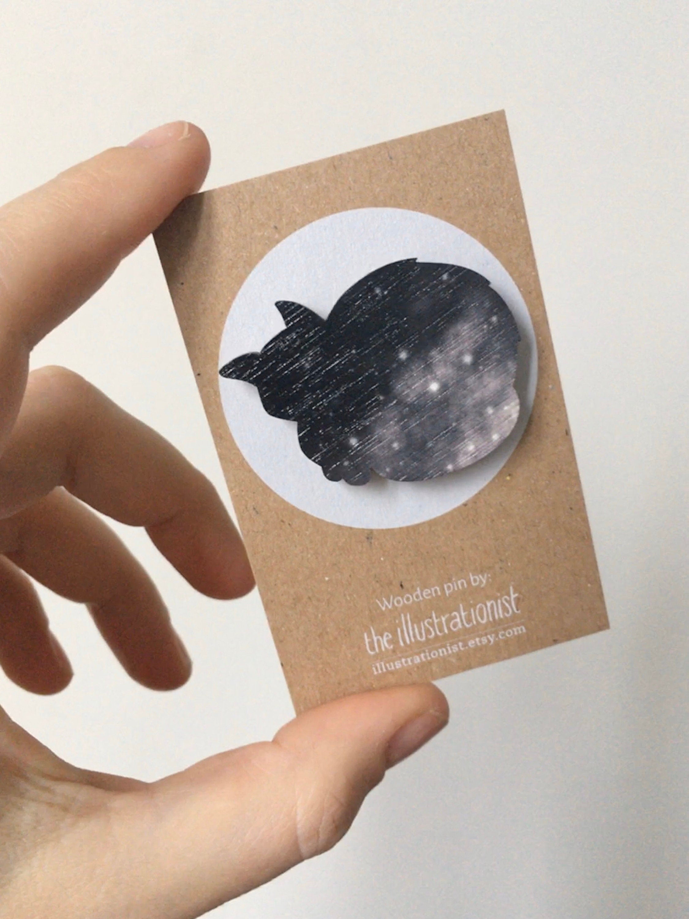 Black Cat Wooden Pin