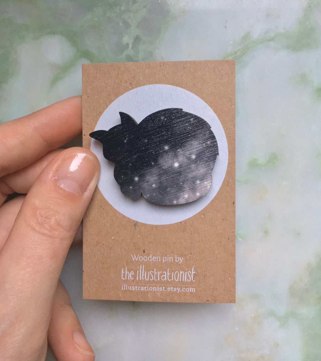 Black Cat Wooden Pin