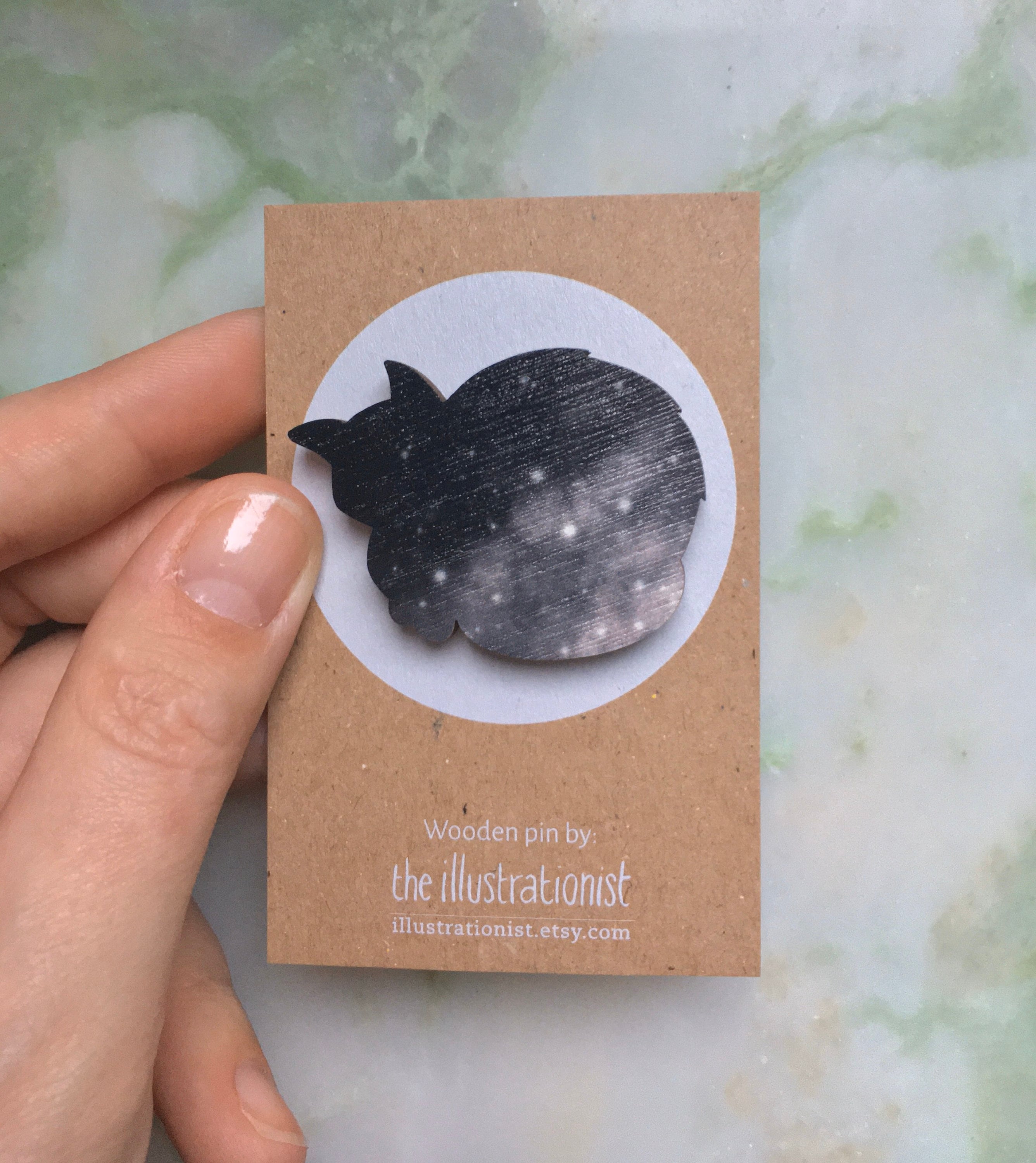 Black Cat Wooden Pin