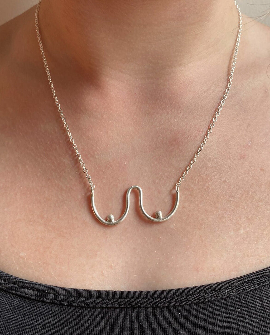 Bryn necklace and brooch, Boob brooch - Boob necklace