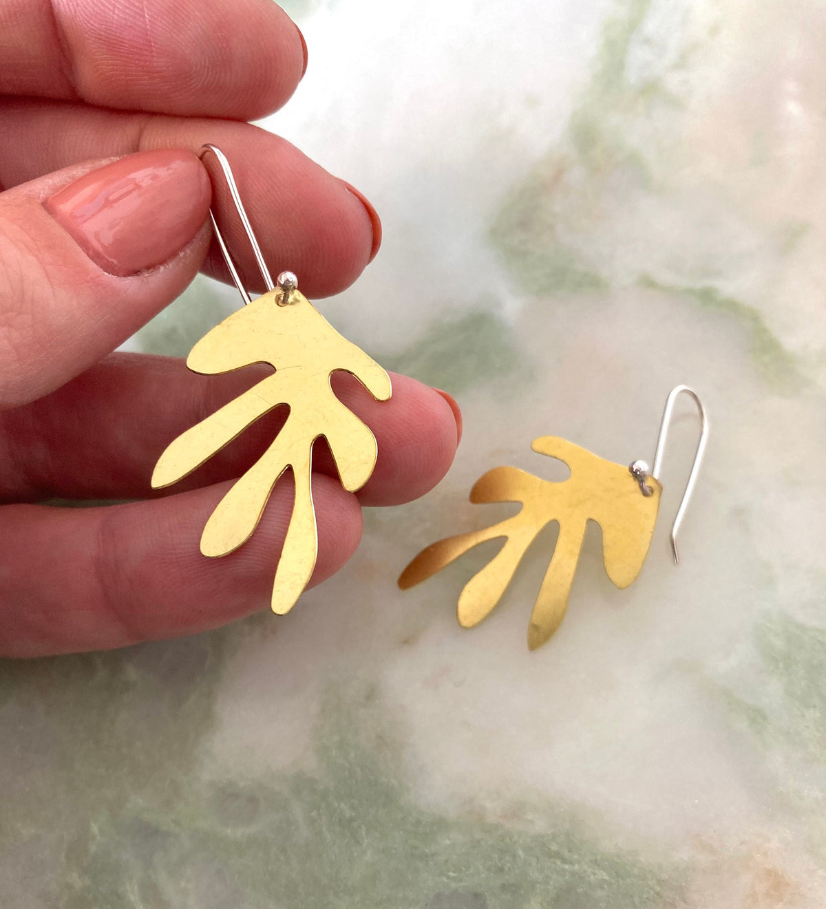 Rena earrings | Eco sterling silver and brass leaf earrings