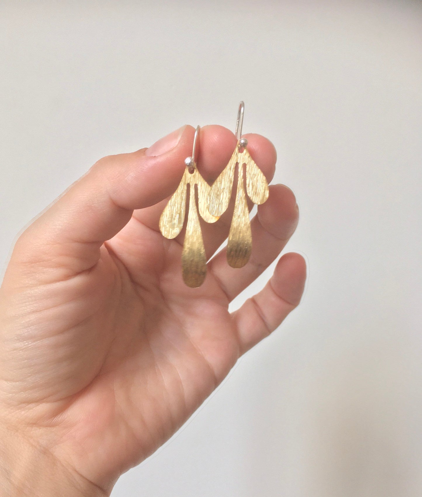 Brass Leaf Dangle Earrings