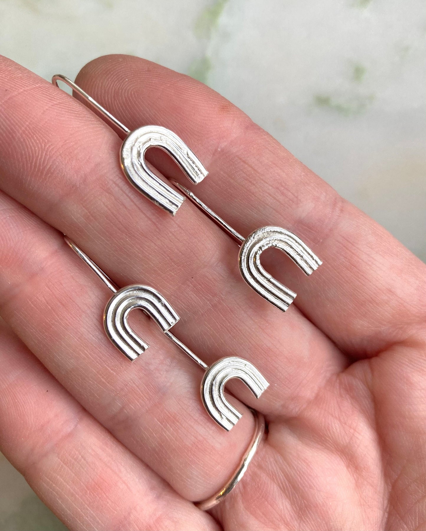 Shen earrings, Eco sterling silver rainbow earrings dangle