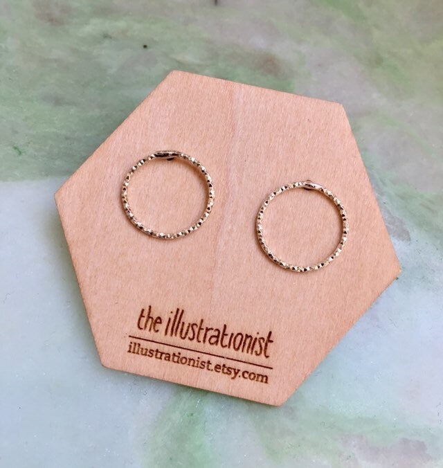Eco sterling silver circle earrings, textured hoop minimalist jewelry, Best selling item handmade | Cold weather accessories