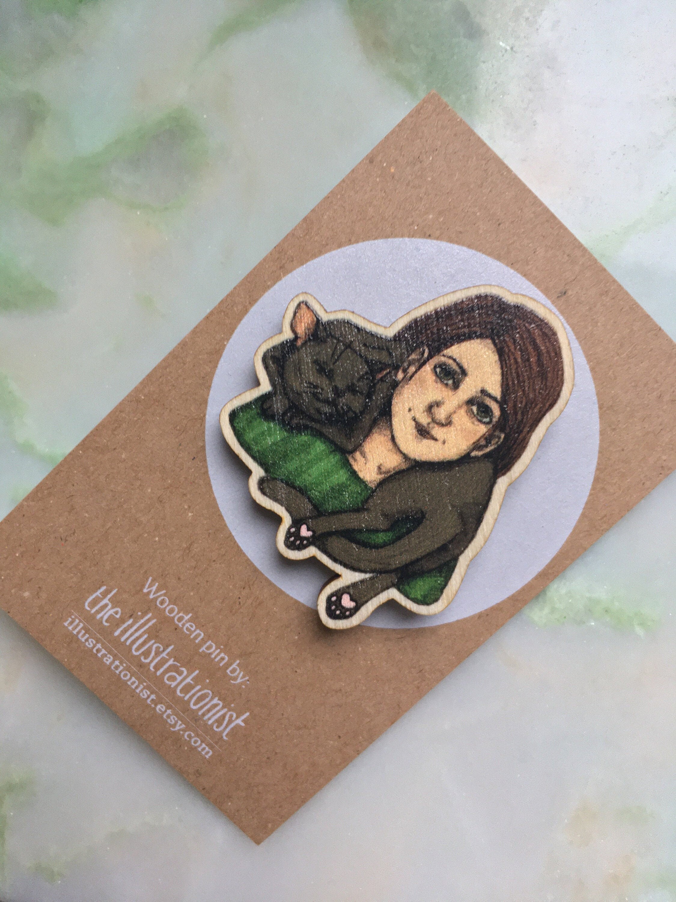 Black Cat Wooden Pin