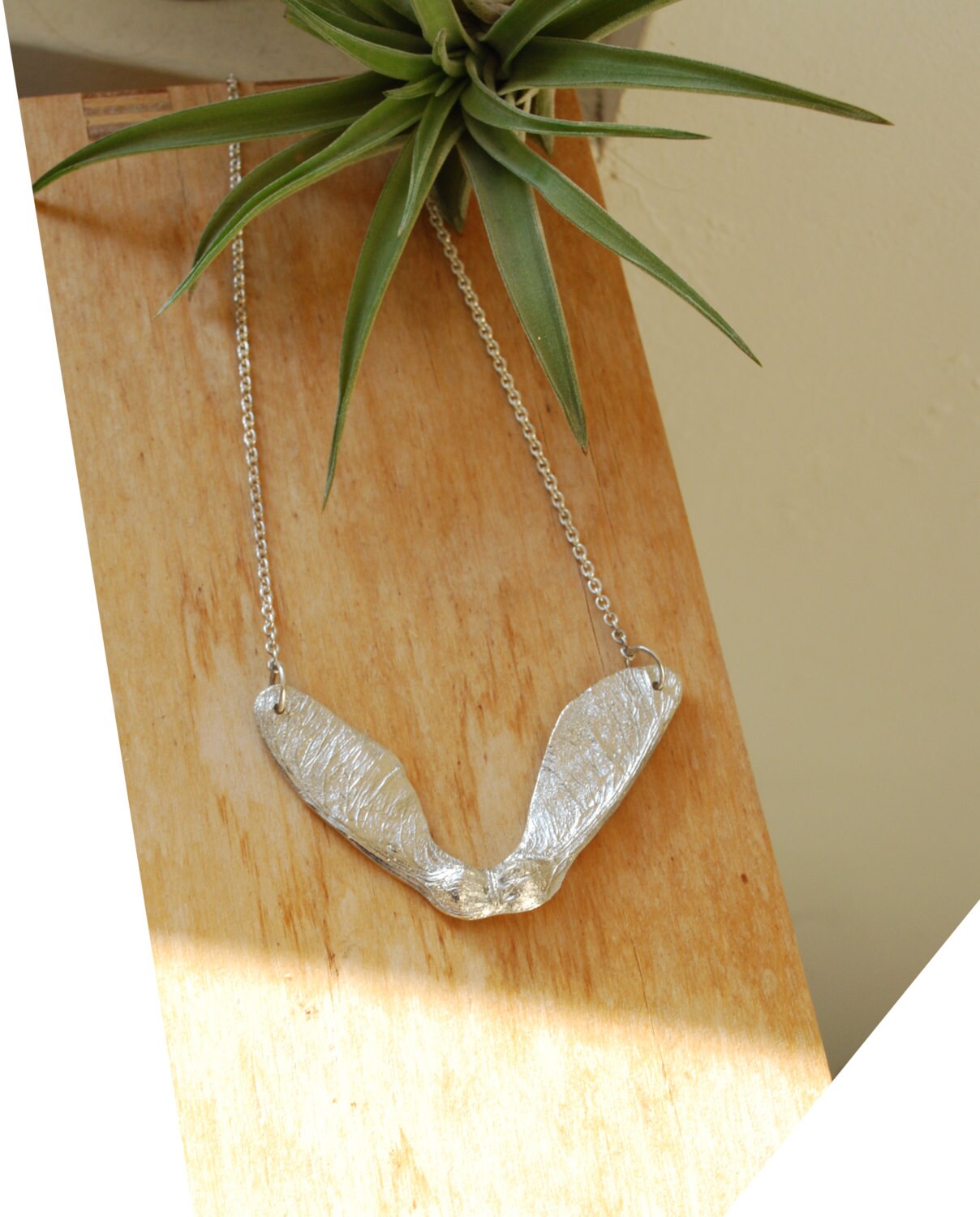 Land necklace, Eco sterling silver maple seed necklace, sycamore tree