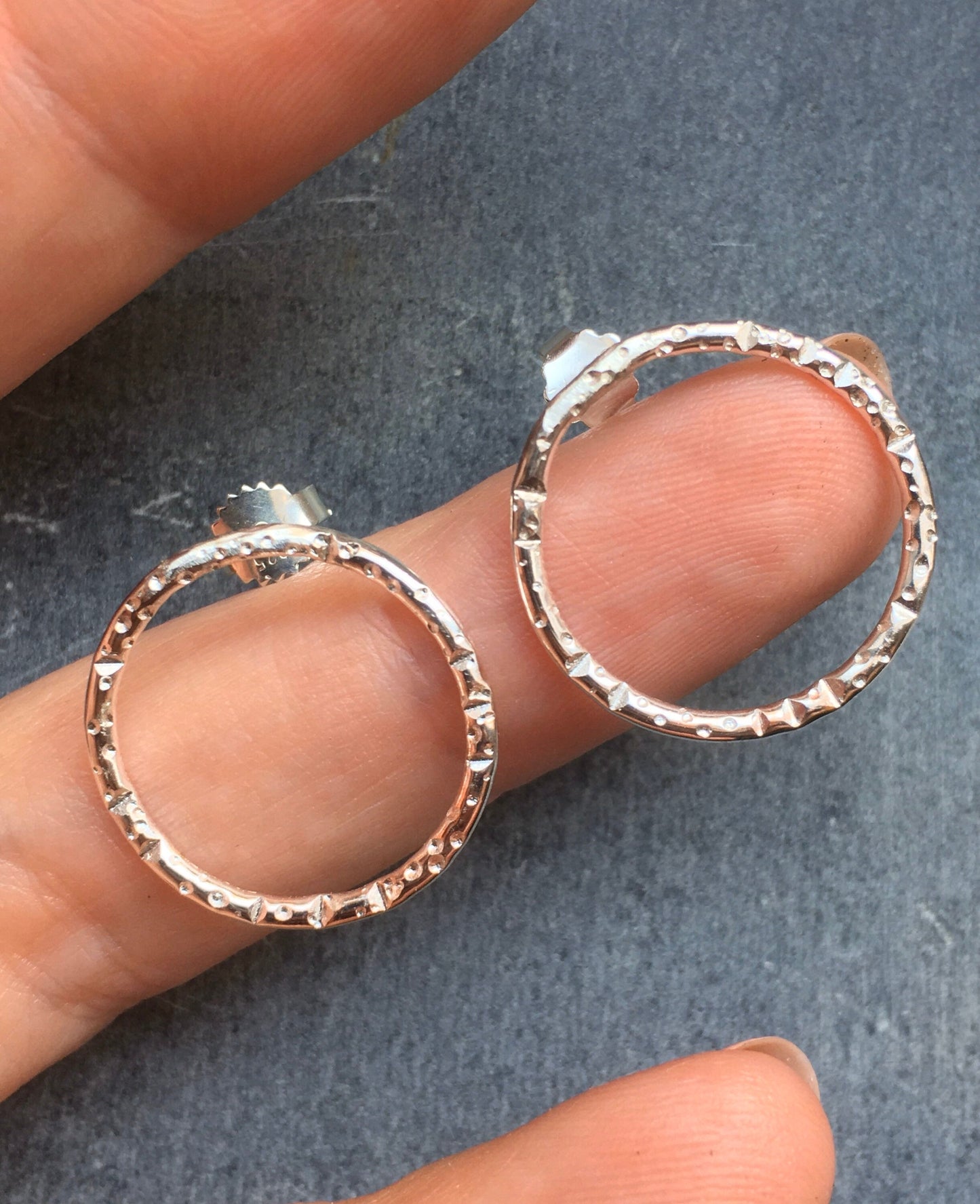 Sterling silver open circle earrings
