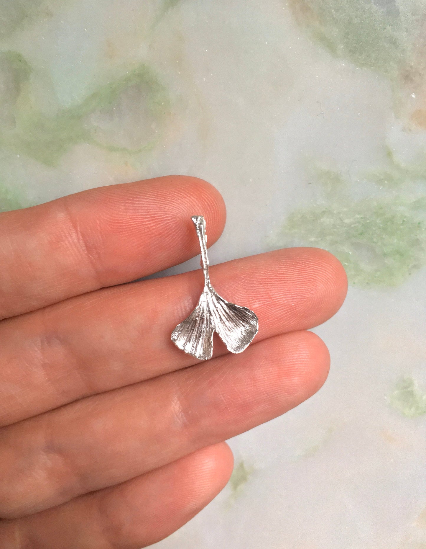Daya necklace, Eco sterling silver Ginkgo Biloba leaf necklace