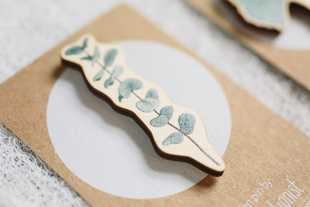 Wooden Plant Pins, Willow, Eucalyptus, Ginkgo or Monstera