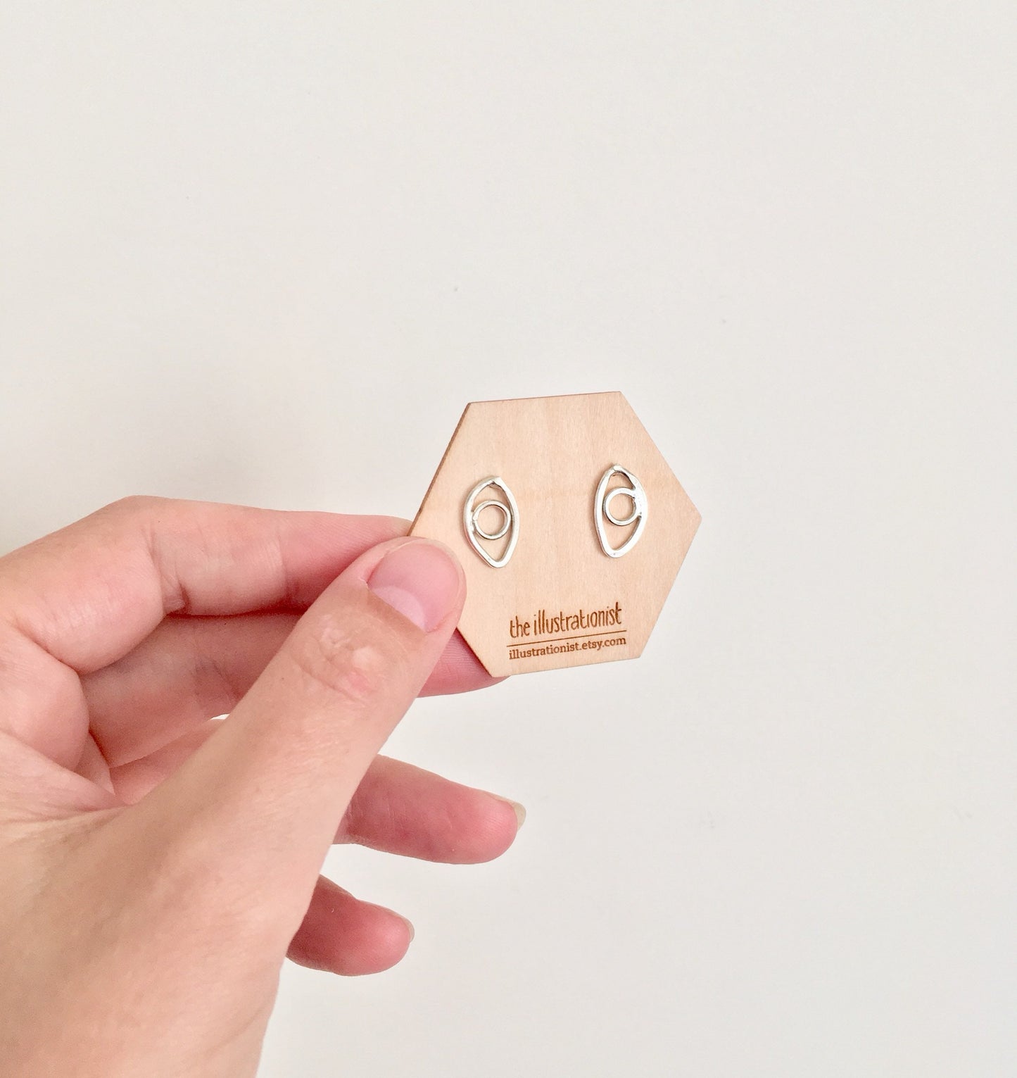 Nova earrings, eco sterling silver eye earrings