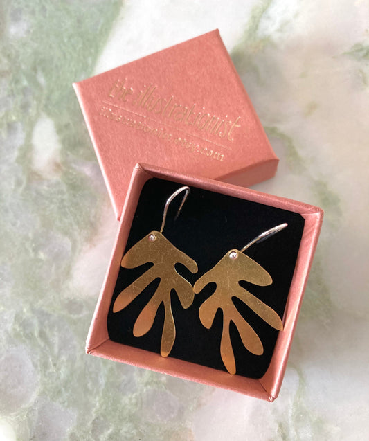 Rena earrings | Eco sterling silver and brass leaf earrings