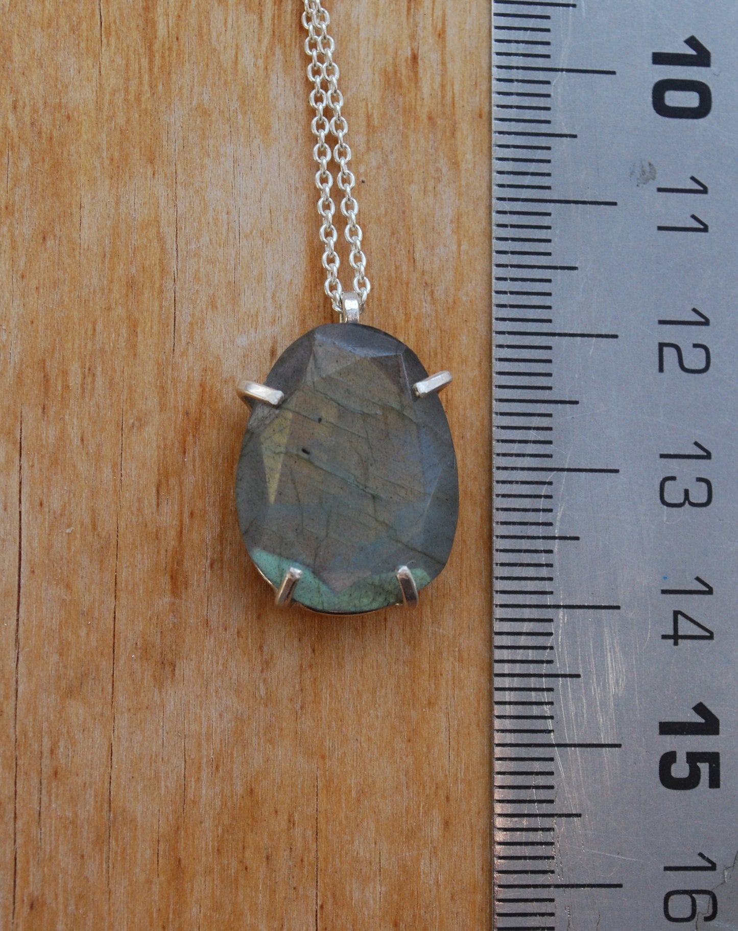 Rose necklace, Eco sterling silver labradorite necklace