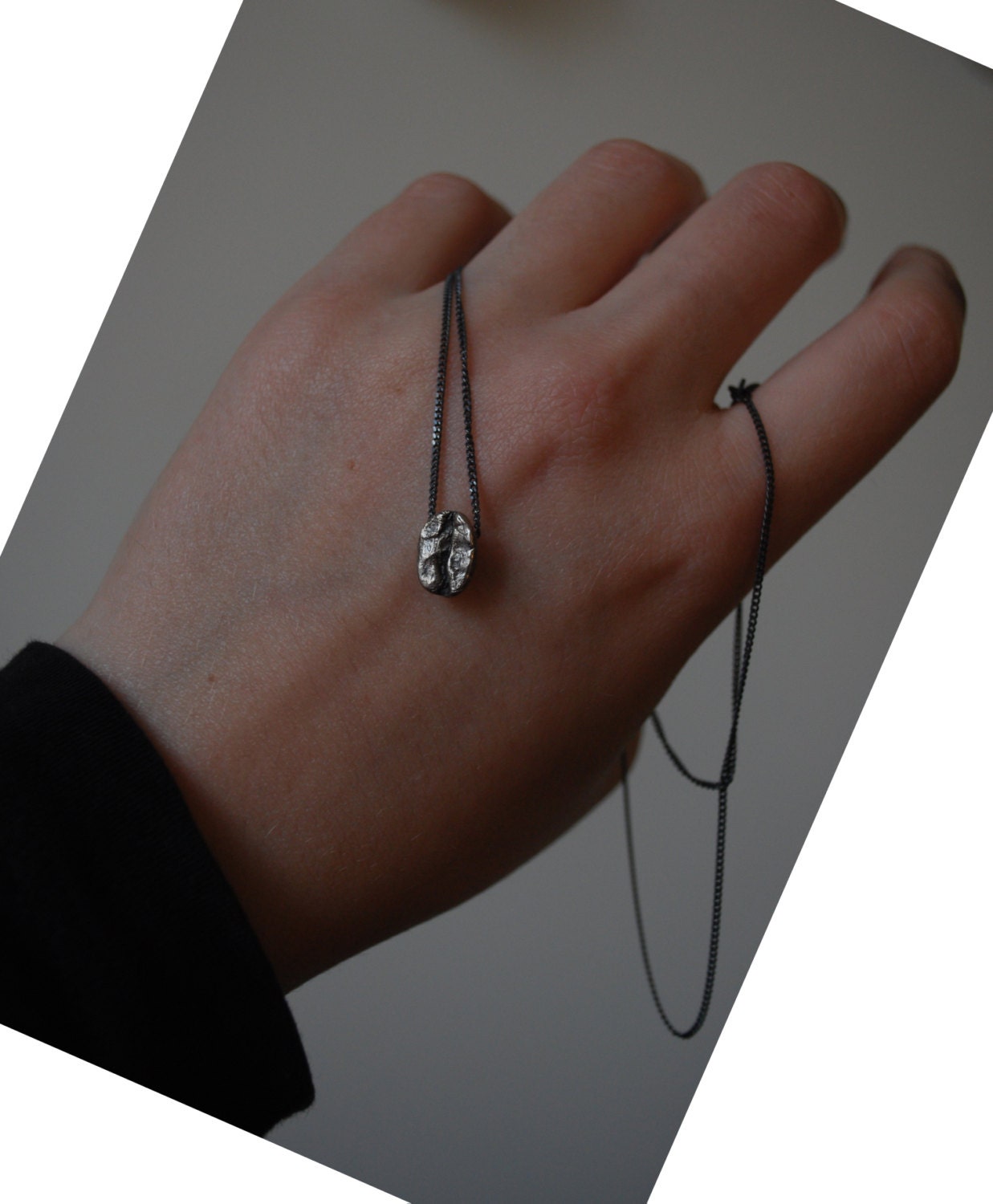 Sterling silver coffee bean necklace