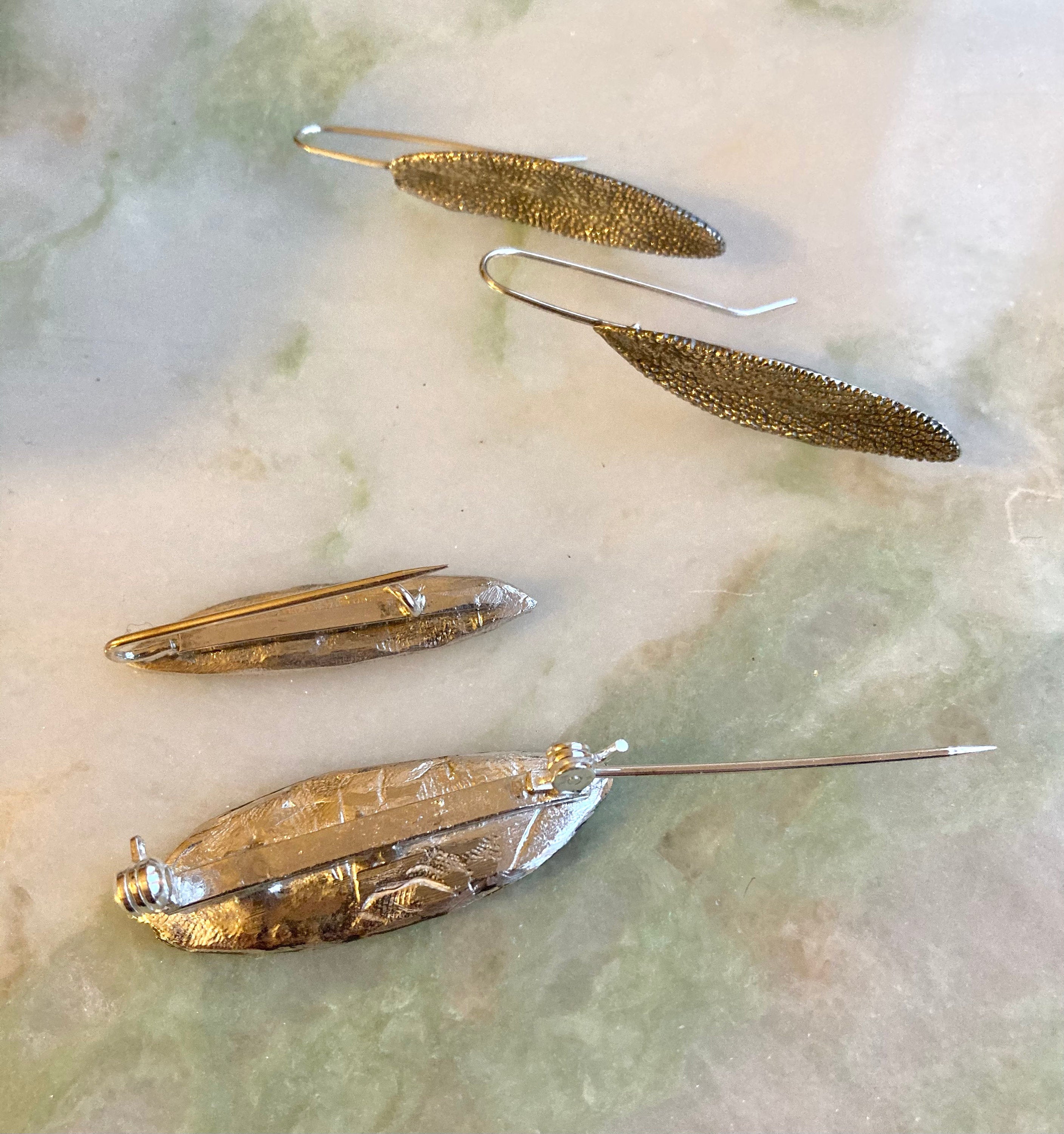 Sage earrings, Sage Brooch