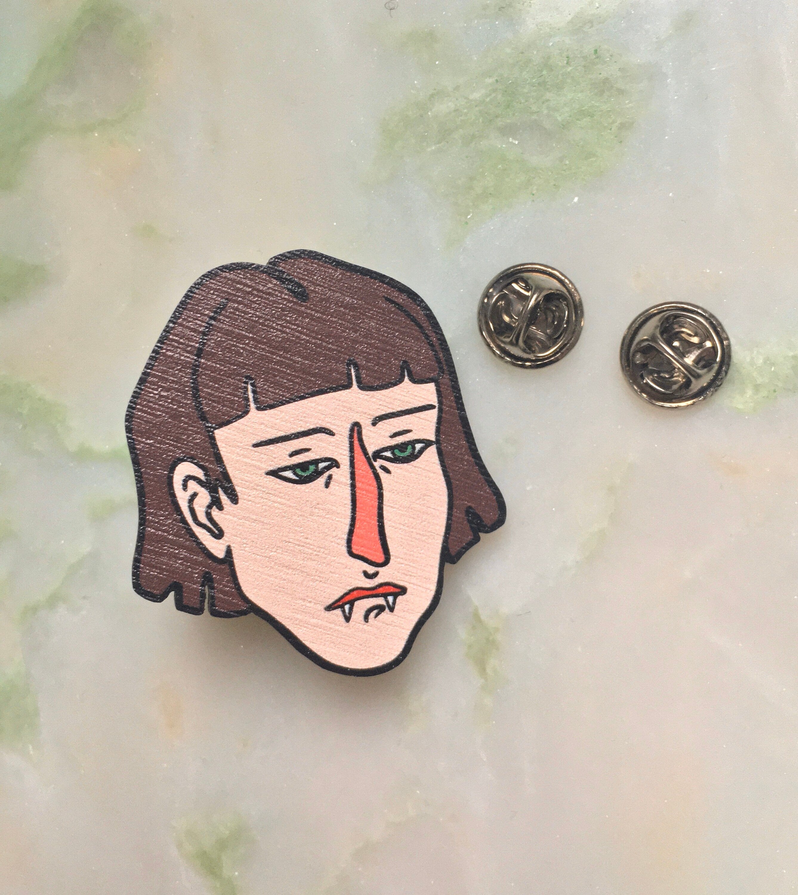 Vampire Girl Wooden Pin