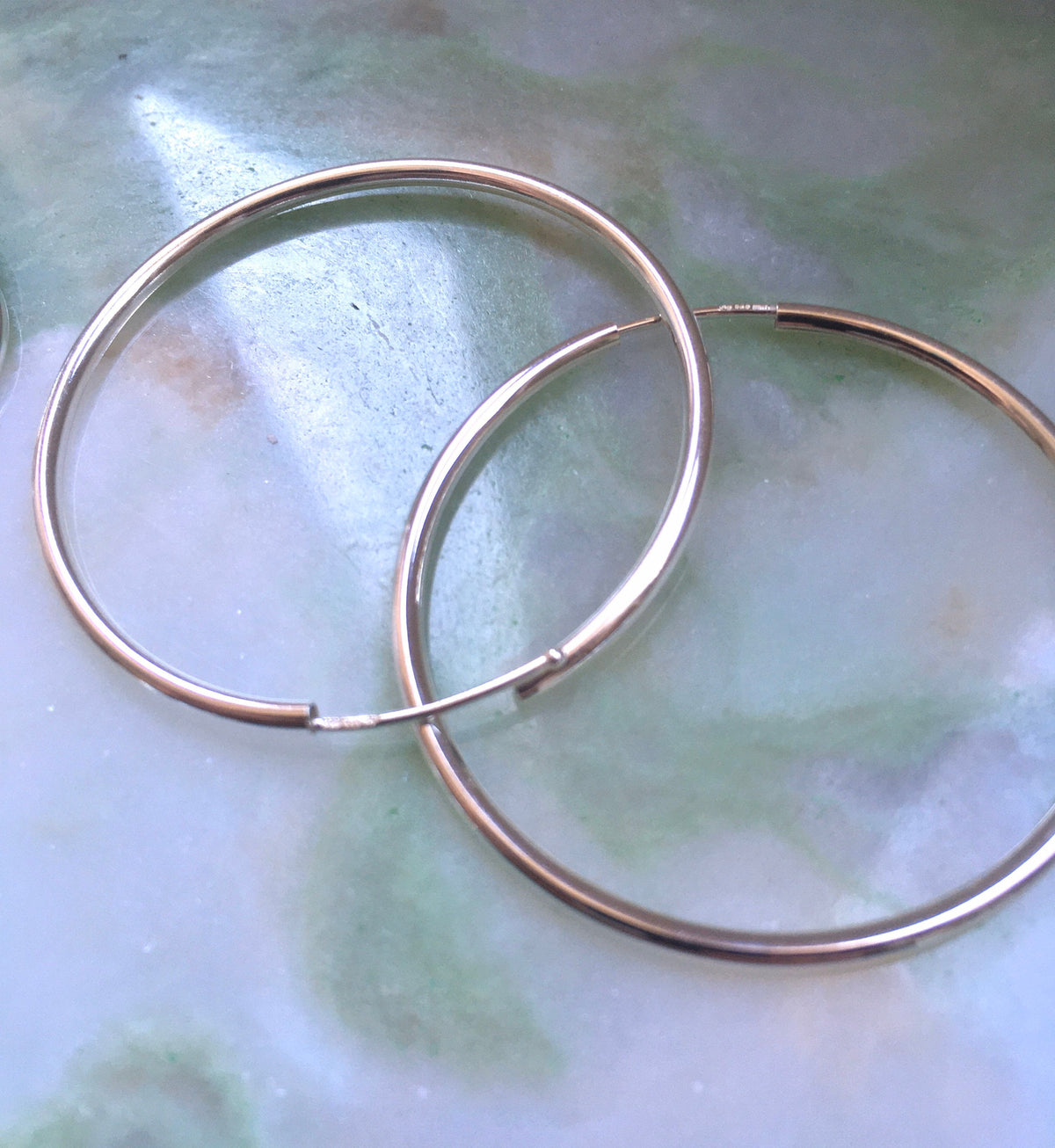 Eco sterling silver hoop earrings flexible minimalist, gilded silver hoops | Christmas gift for her | Cold weather accessories