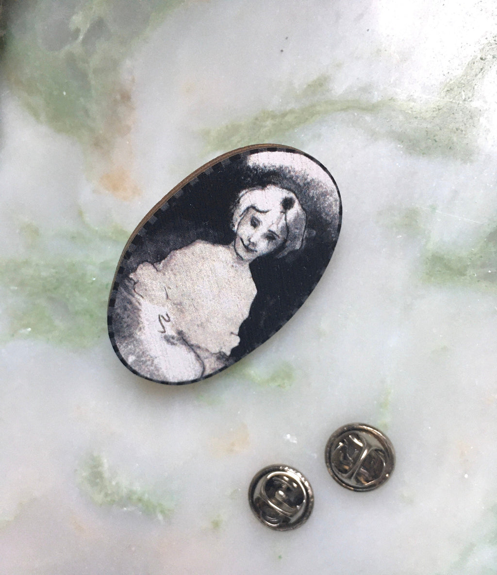 Victorian Halloween Wooden Pin