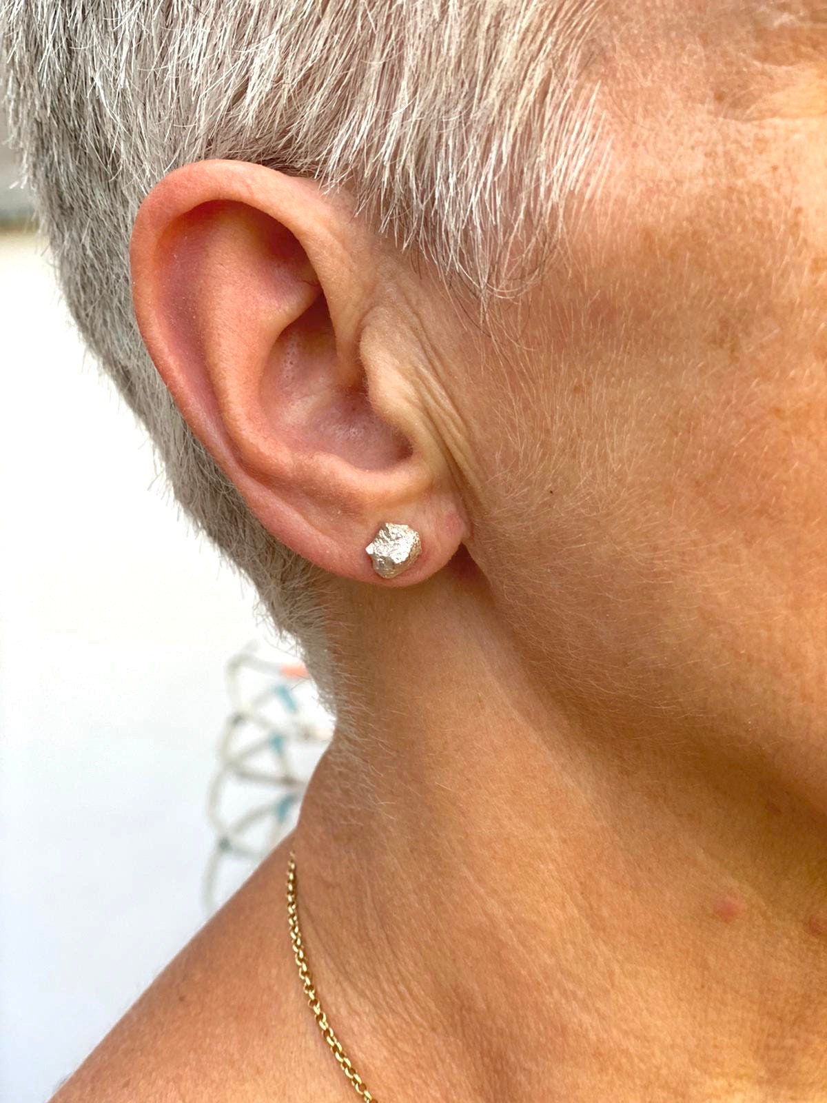 Silver pebble earrings