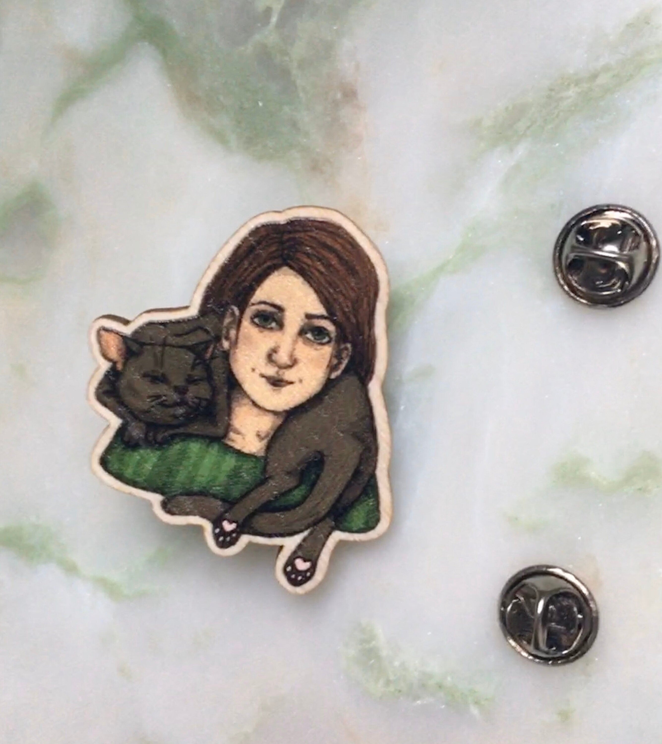 Black Cat Wooden Pin