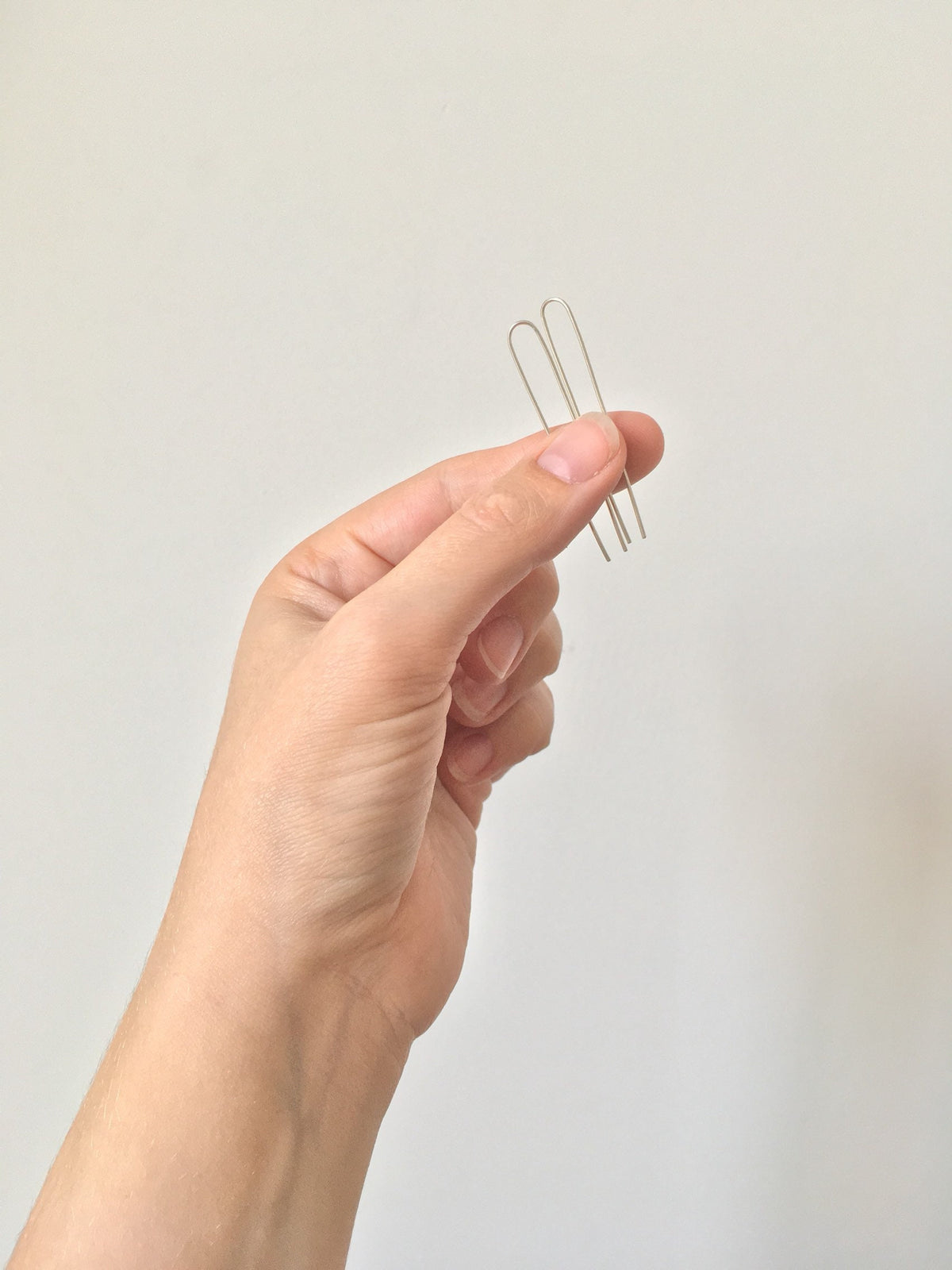 Eco sterling silver line earrings, minimal ear threader