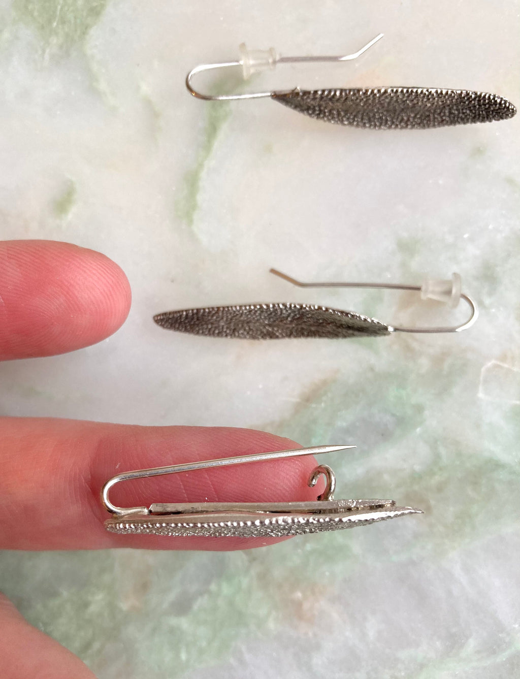 Sage earrings, Sage Brooch