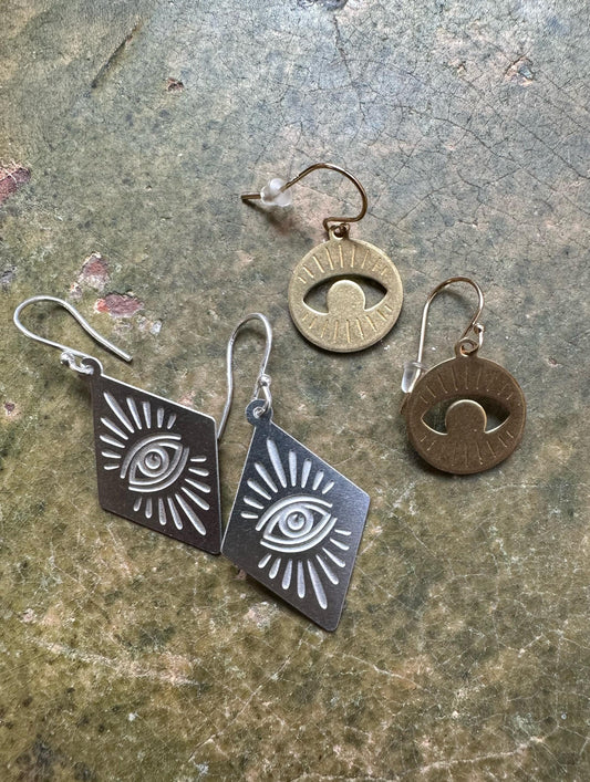 All-Seeing Eye Earrings | Brass & Sterling Silver Jewelry
