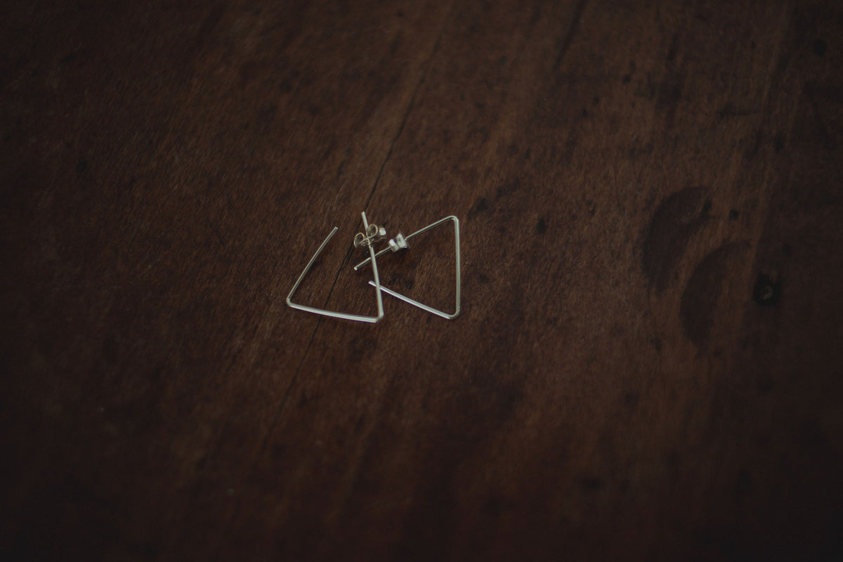 Minimalist Sterling Silver Triangle Earrings | Geometric Jewelry