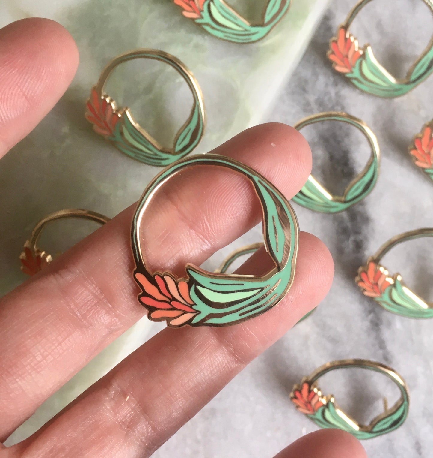 Protea flower circle pin