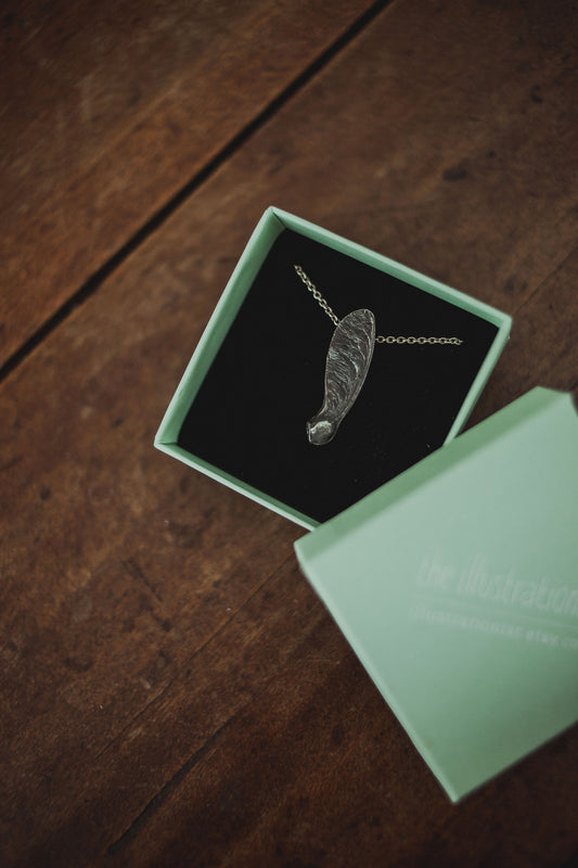 Fine Silver Maple Seed Necklace | Eco-Friendly Tree Pendant