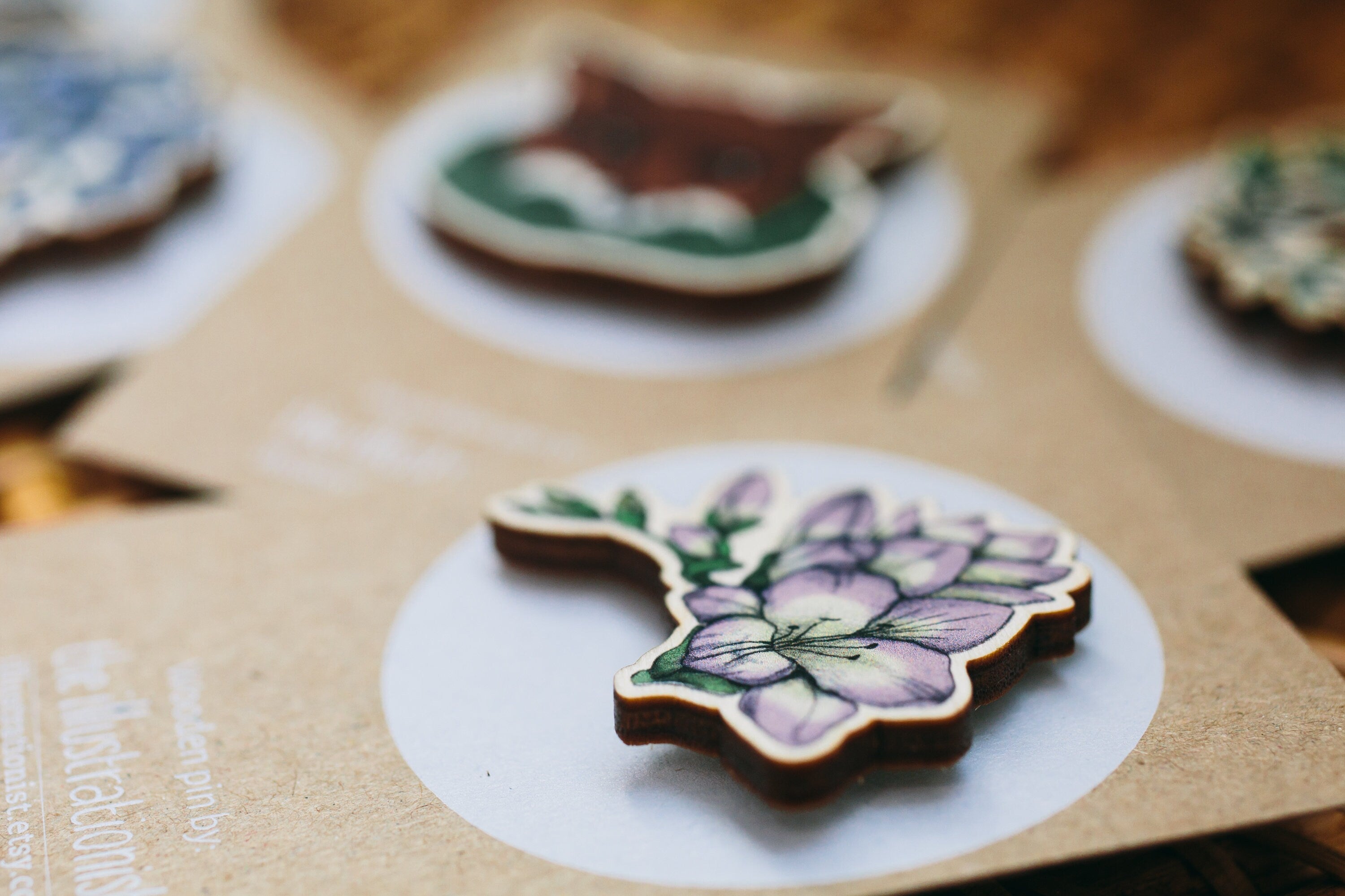 Freesia Wooden Pin