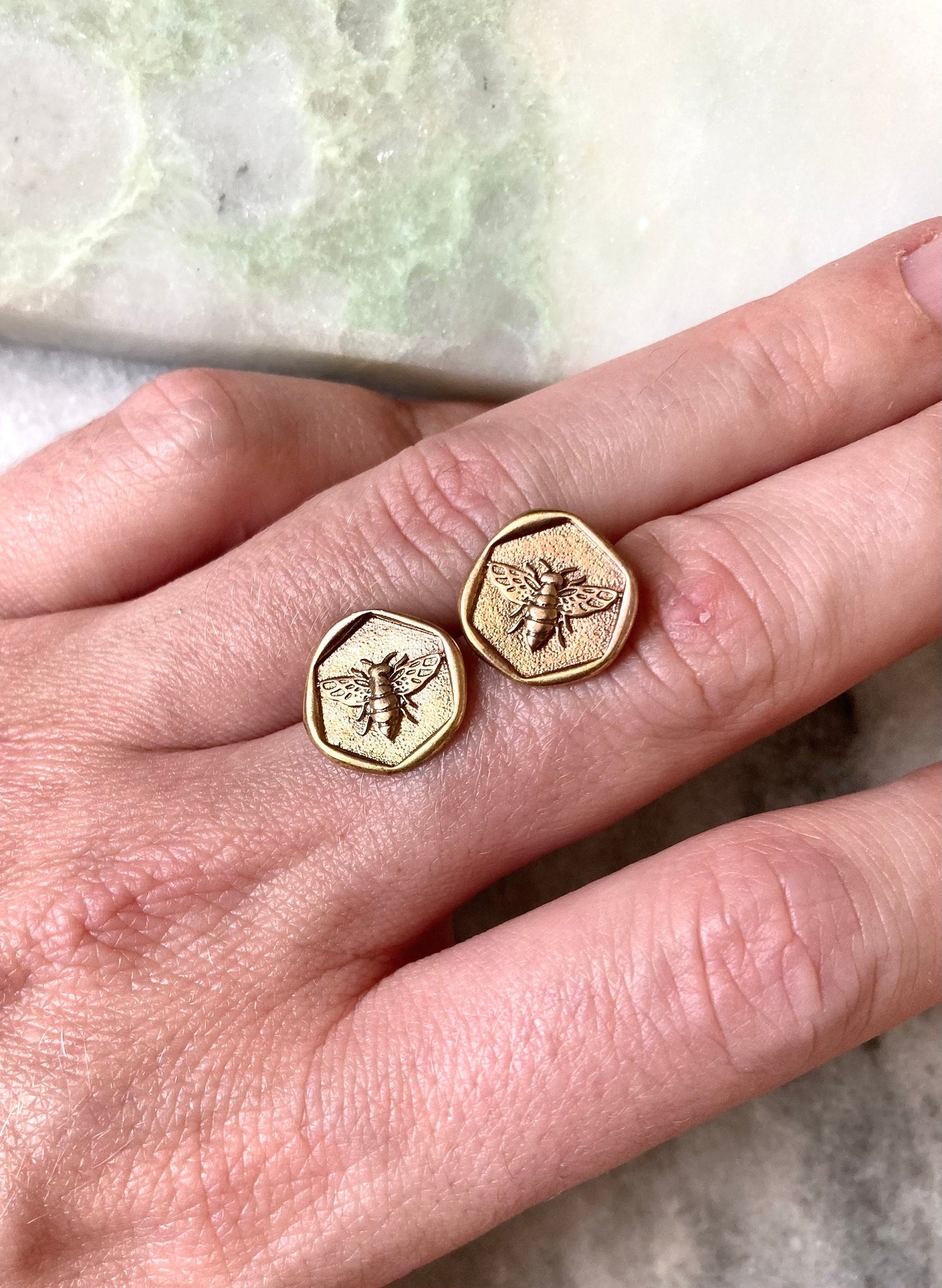 Bee coin earrings