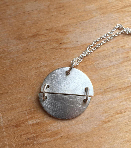 Eden necklace, Eco sterling silver modern circle pendant